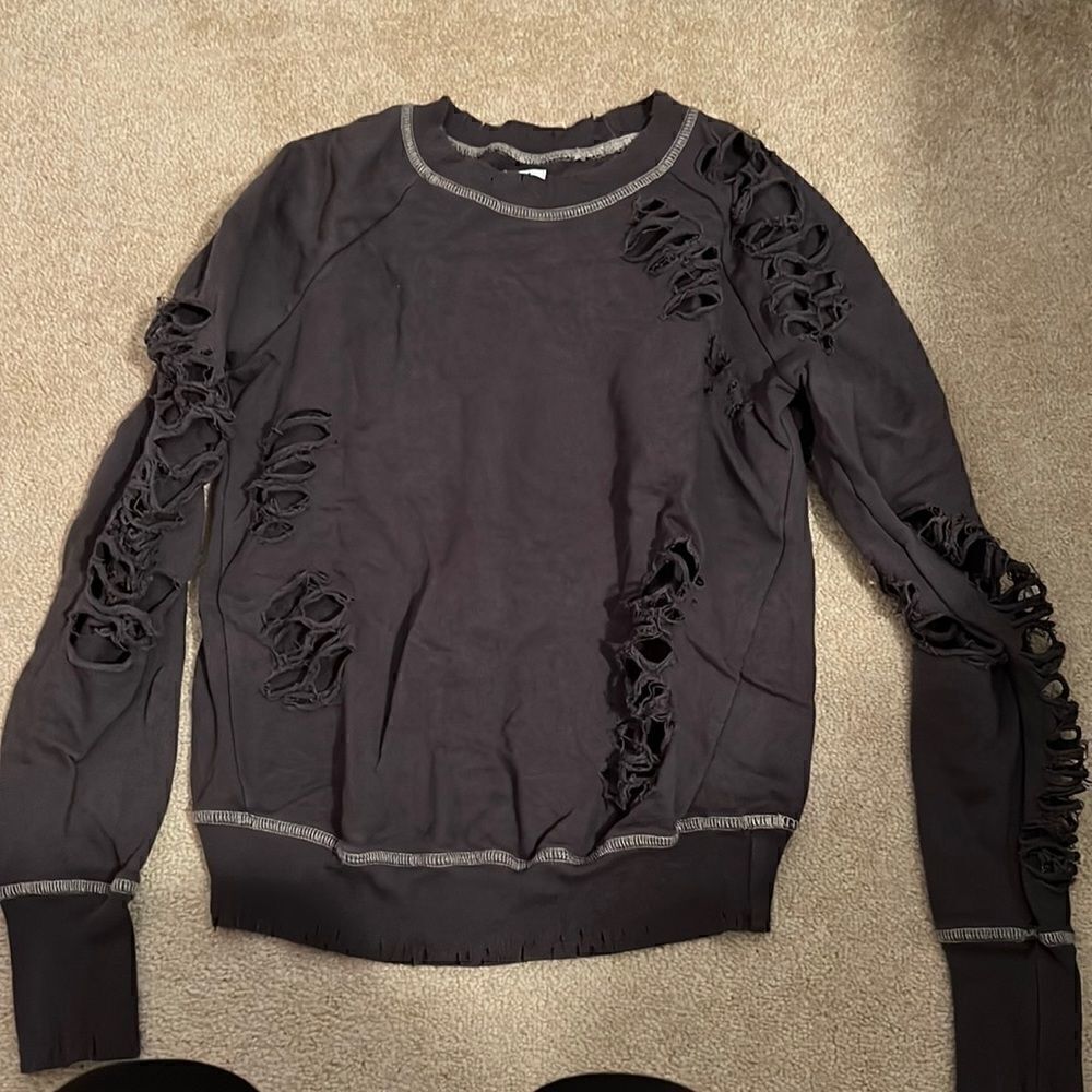 NSF XS Grey Distressed Sweatshirt